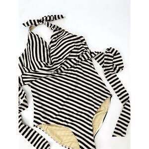 Swimsuits for all 14 brown and white striped one piece swimsuit